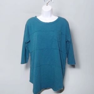 Soft Surroundings Tatum Teal Cotton Top